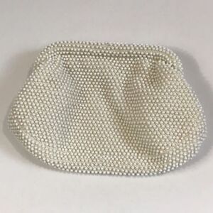 Vintage corde Bead Cream Snap Clutch Women Handbag